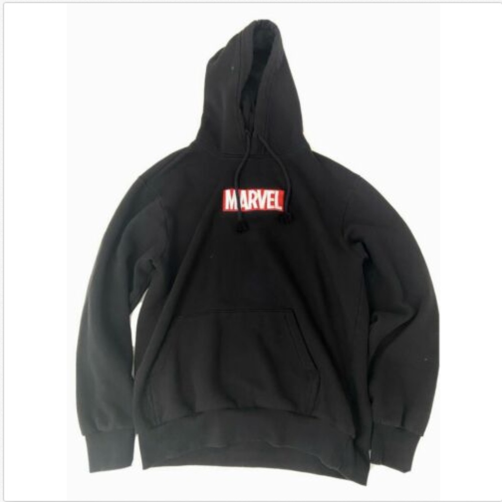 Marvel H & M Mens Hoodie Sweatshirt Black Sz Small